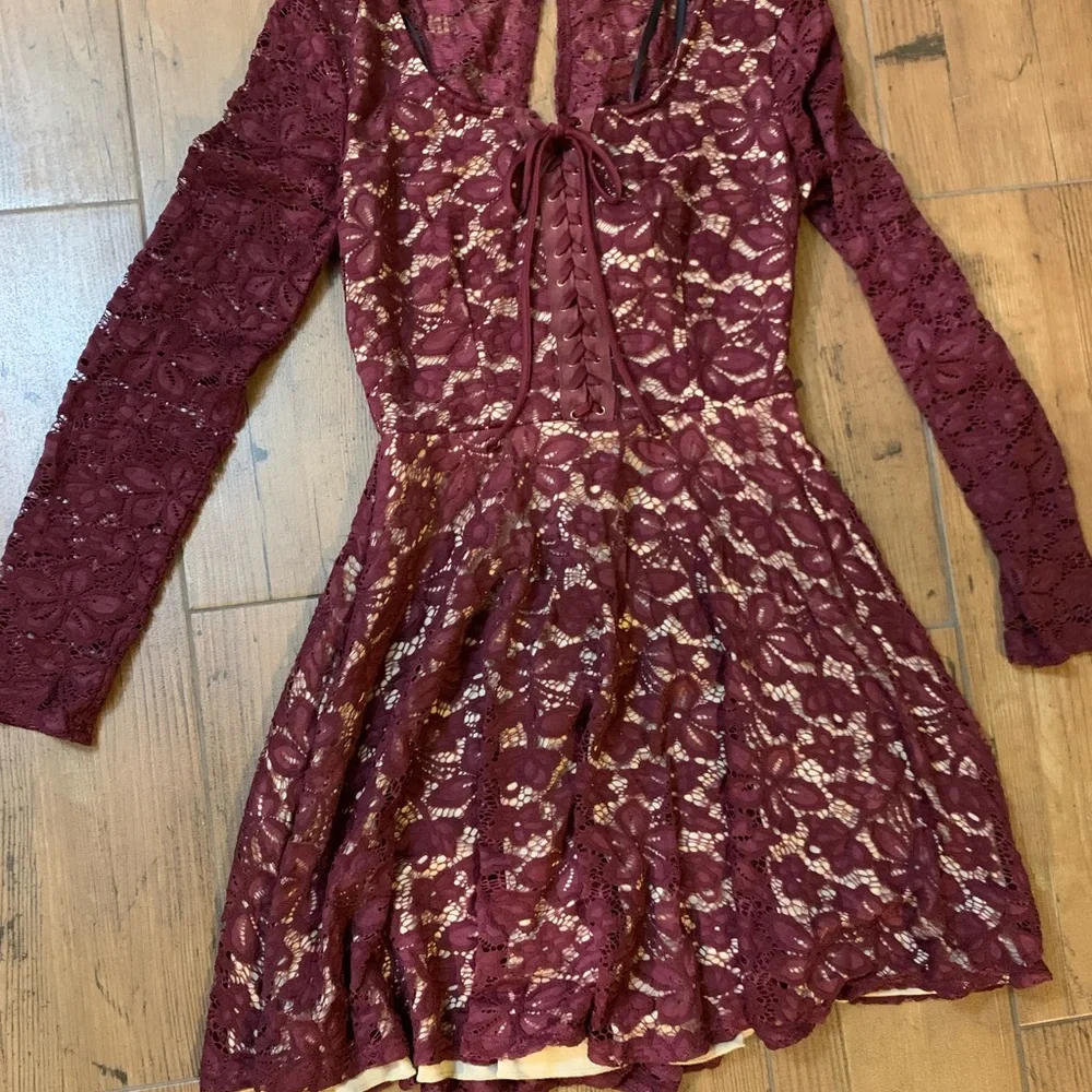 Laced Maroon Dress - Picture 1 of 6